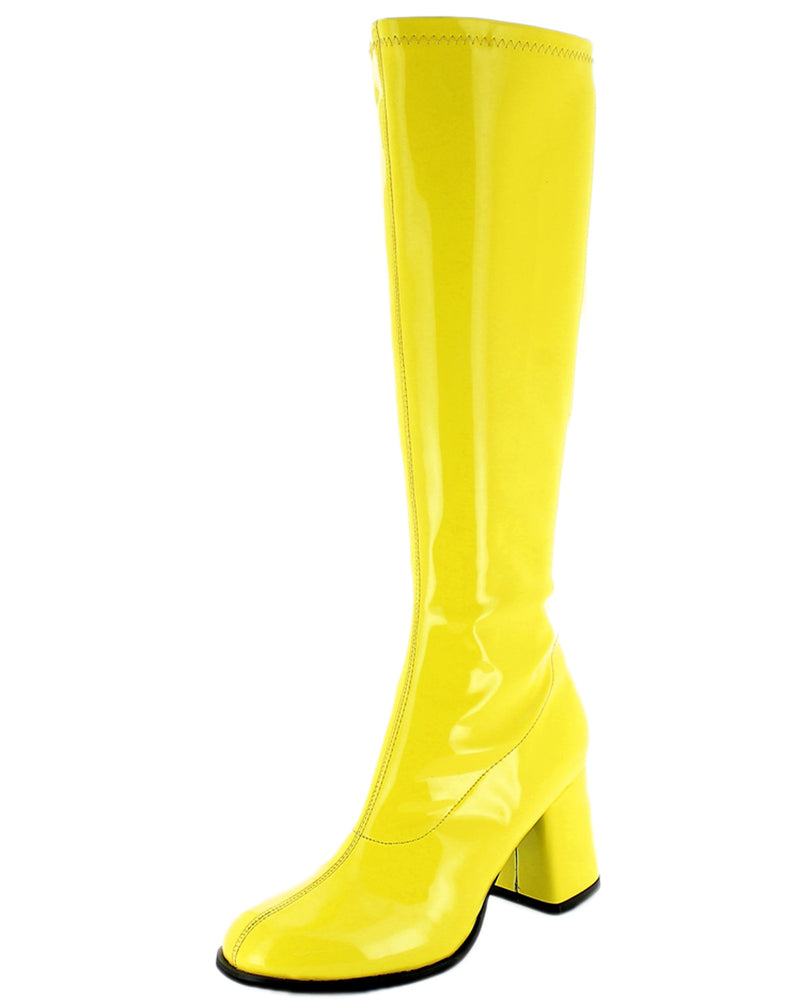 Gogo Damen Retro Lackstiefel mit schmalem Schaft | Gelb