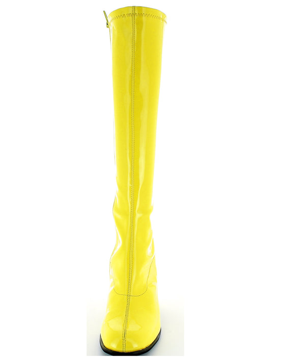 Gogo Damen Retro Lackstiefel mit schmalem Schaft | Gelb