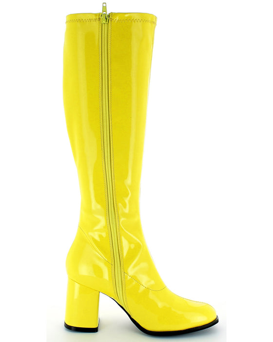 Gogo Damen Retro Lackstiefel mit schmalem Schaft | Gelb