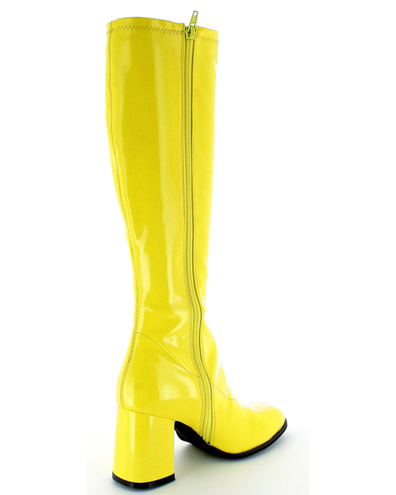 Gogo Damen Retro Lackstiefel mit schmalem Schaft | Gelb