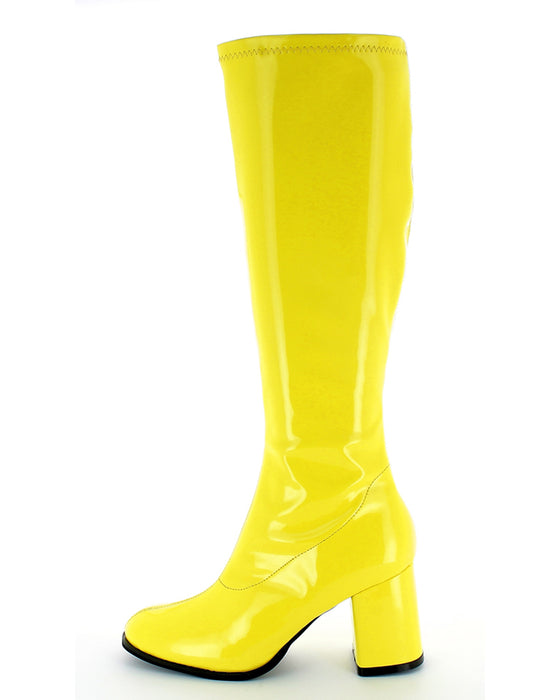 Gogo Damen Retro Lackstiefel mit schmalem Schaft | Gelb