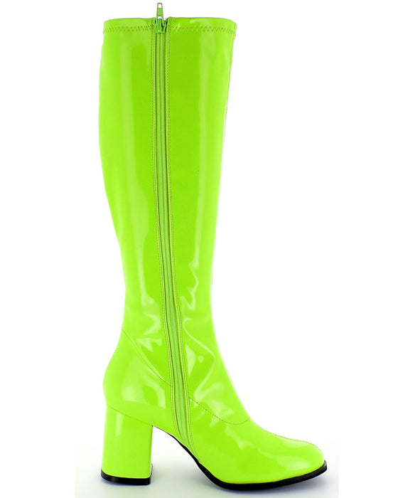 Gogo Damen Retro Lackstiefel mit schmalem Schaft | Grün