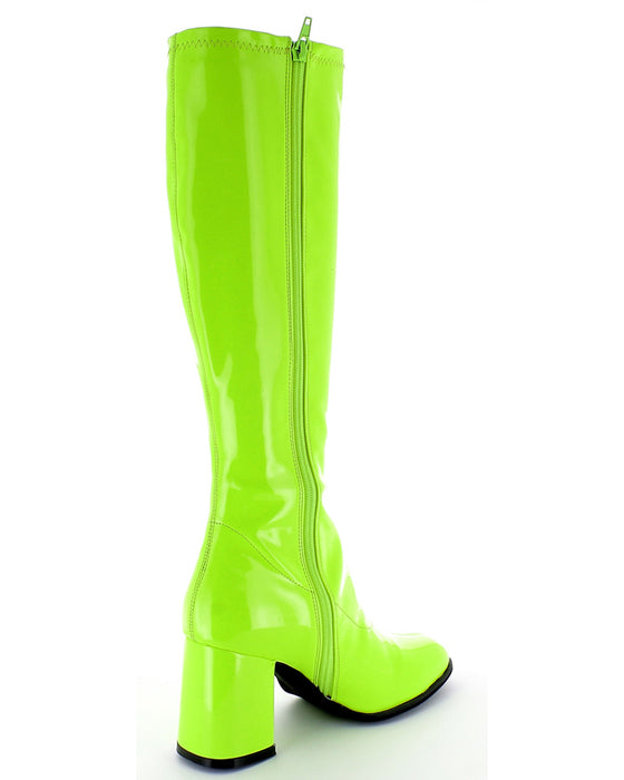Gogo Damen Retro Lackstiefel mit schmalem Schaft | Grün