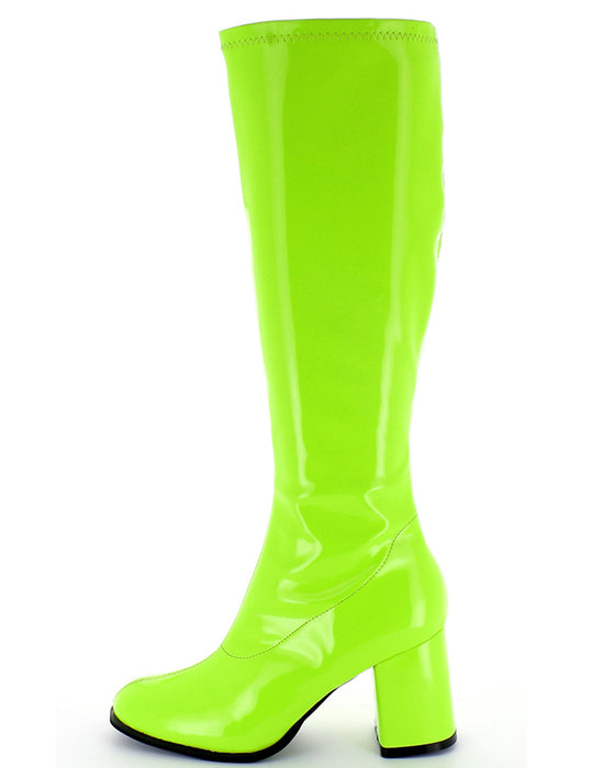 Gogo Damen Retro Lackstiefel mit schmalem Schaft | Grün