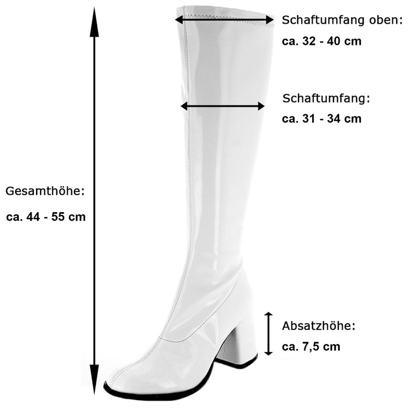 Gogo Damen Retro Lackstiefel mit schmalem Schaft | Schwarz