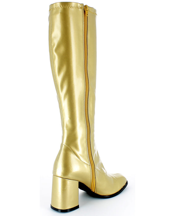 Gogo Damen Retro Lackstiefel mit schmalem Schaft | Gold