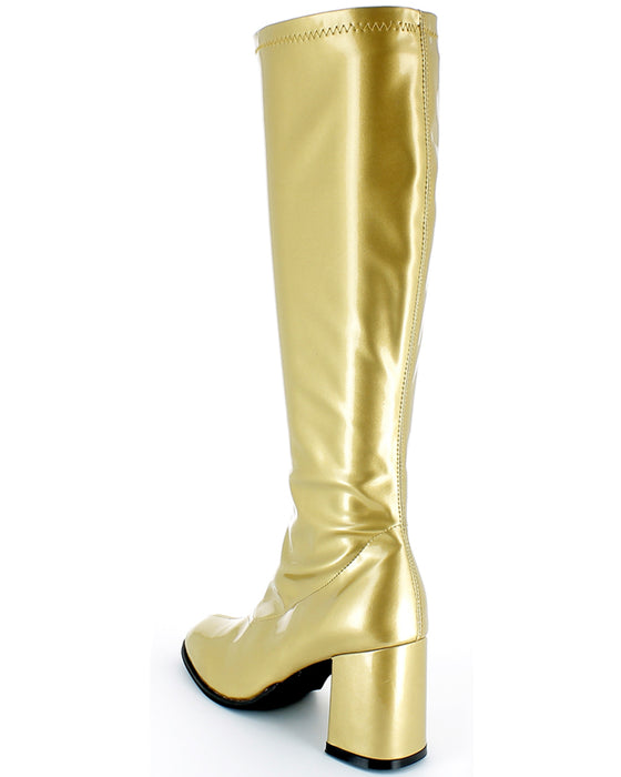 Gogo Damen Retro Lackstiefel mit schmalem Schaft | Gold