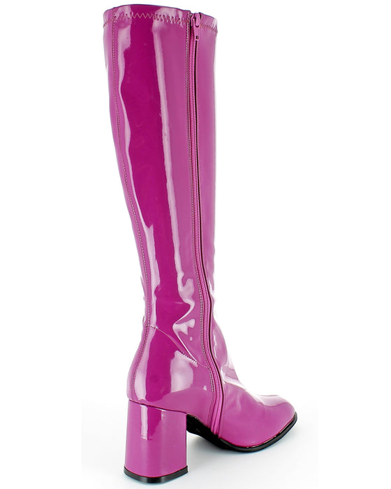 Gogo Damen Retro Lackstiefel mit schmalem Schaft | Lila