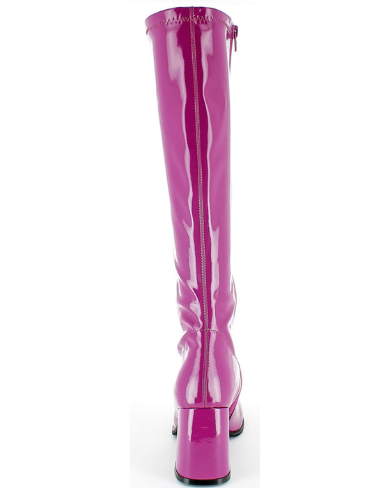 Gogo Damen Retro Lackstiefel mit schmalem Schaft | Lila