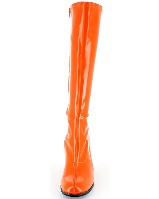 Gogo Damen Retro Lackstiefel mit schmalem Schaft | Orange