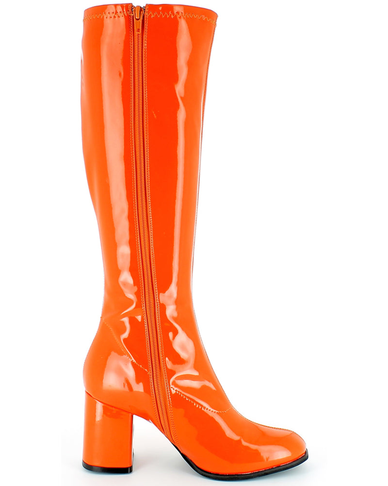 Gogo Damen Retro Lackstiefel mit schmalem Schaft | Orange