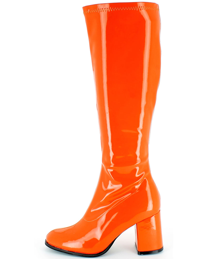 Gogo Damen Retro Lackstiefel mit schmalem Schaft | Orange