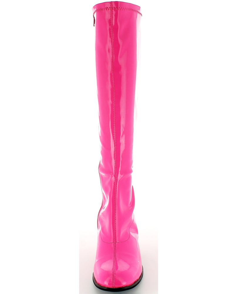 Gogo Damen Retro Lackstiefel mit schmalem Schaft | Pink