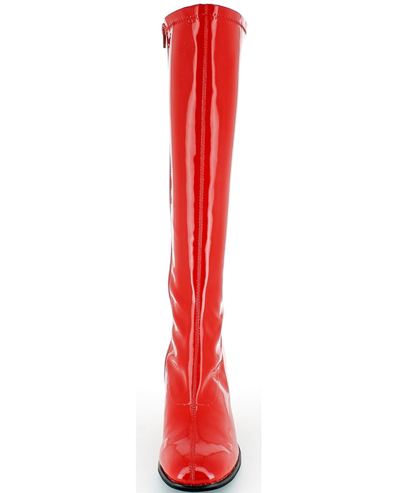 Gogo Damen Retro Lackstiefel mit schmalem Schaft | Rot