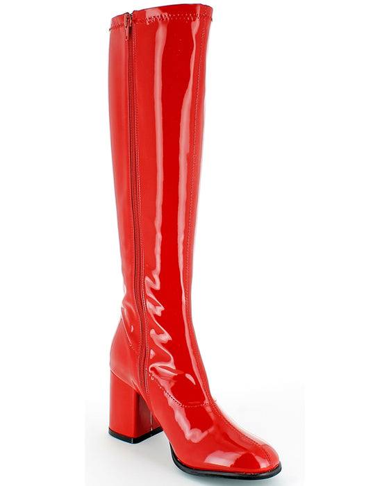 Gogo Damen Retro Lackstiefel mit schmalem Schaft | Rot