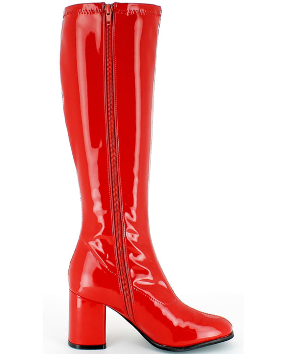 Gogo Damen Retro Lackstiefel mit schmalem Schaft | Rot