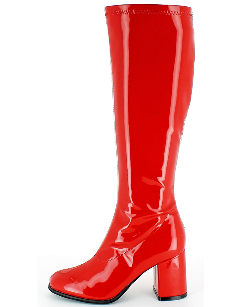 Gogo Damen Retro Lackstiefel mit schmalem Schaft | Rot
