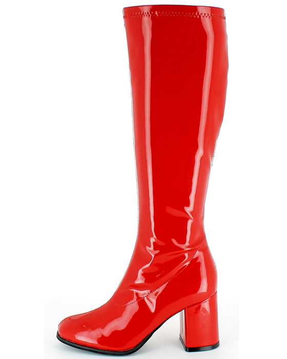 Gogo Damen Retro Lackstiefel mit schmalem Schaft | Rot