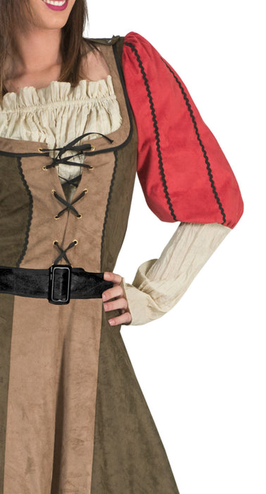 Lady Marian Robin Hood Kostüm für Damen - Grün Rot | Film Party Kleid