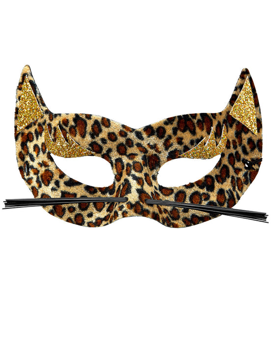 Augenmaske "Leopard" aus Samt mit Goldglitzer | Braun