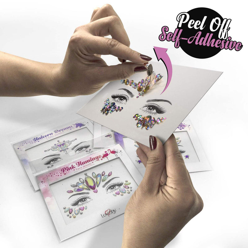 Face Jewels "Pink Flamingo" - Selbstklebende Glitzersteine