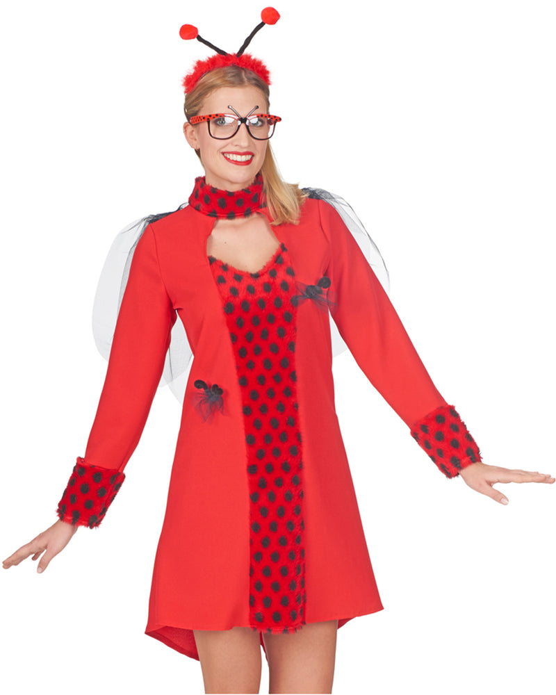 Marienkäfer "Bella" Kostüm Kleid für Damen | Rot Schwarz
