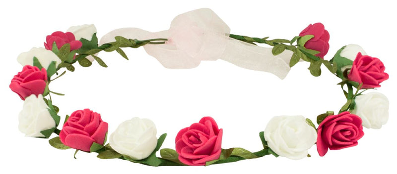 Blumenkranz Marina mit Röschen zum Binden - Pink