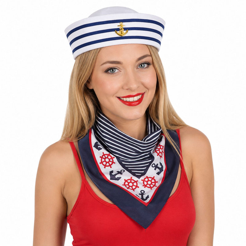Matrosen Kostümset | Mütze und Halstuch im Marine Look