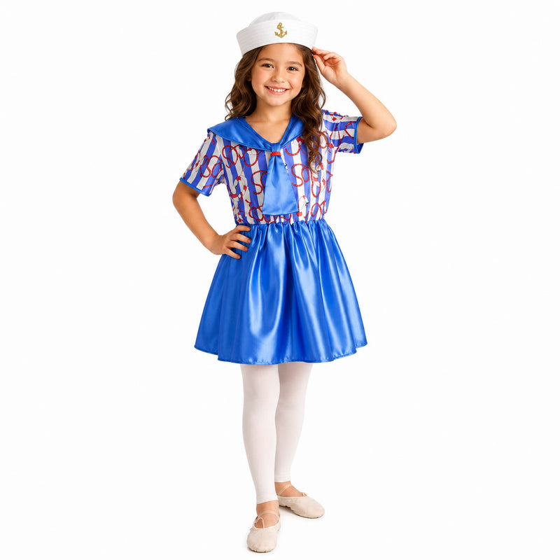 Kinder Matrosenkostüm "Betty" | Blau Weißes Kleid für Mädchen