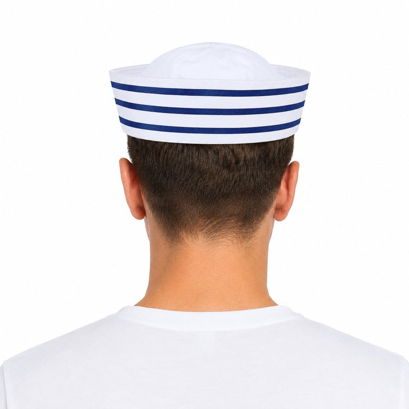 Matrosen Mütze mit Anker zum Kostüm | Weiß Blau