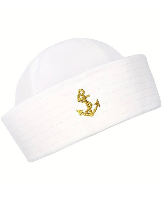Matrosen Sailor Mütze mit Anker zum Kostüm - 414001 | Weiß Gold