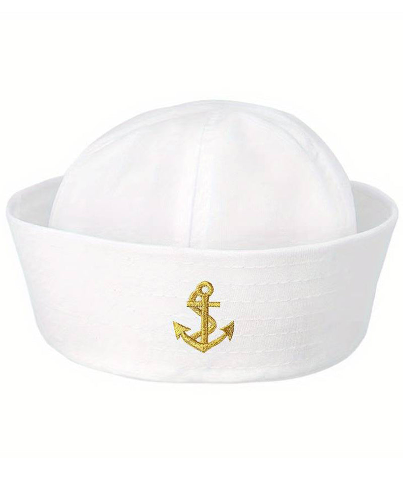 Matrosen Sailor Mütze mit Anker zum Kostüm - 414001 | Weiß Gold