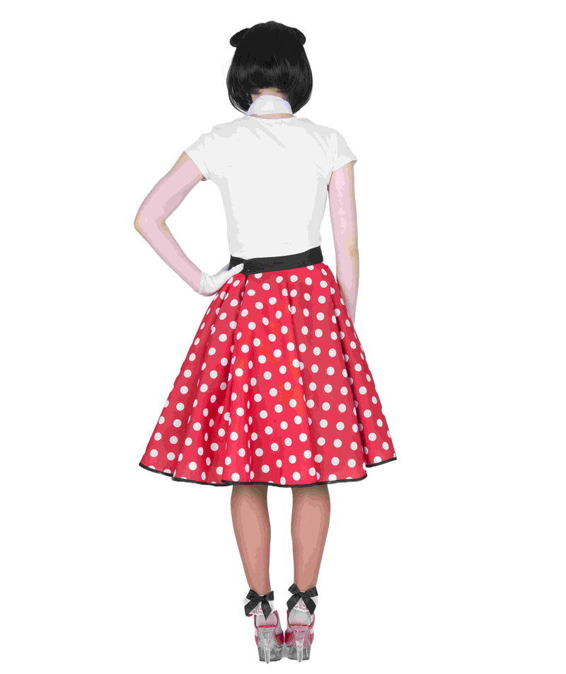 50er Jahre Kostüm - Damen Tellerrock mit Halstuch | Rot Weiß