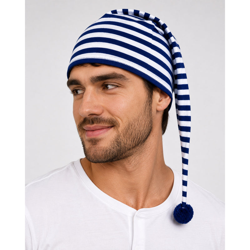 Maxi Schlafmütze für Erwachsene | Blau Weiß