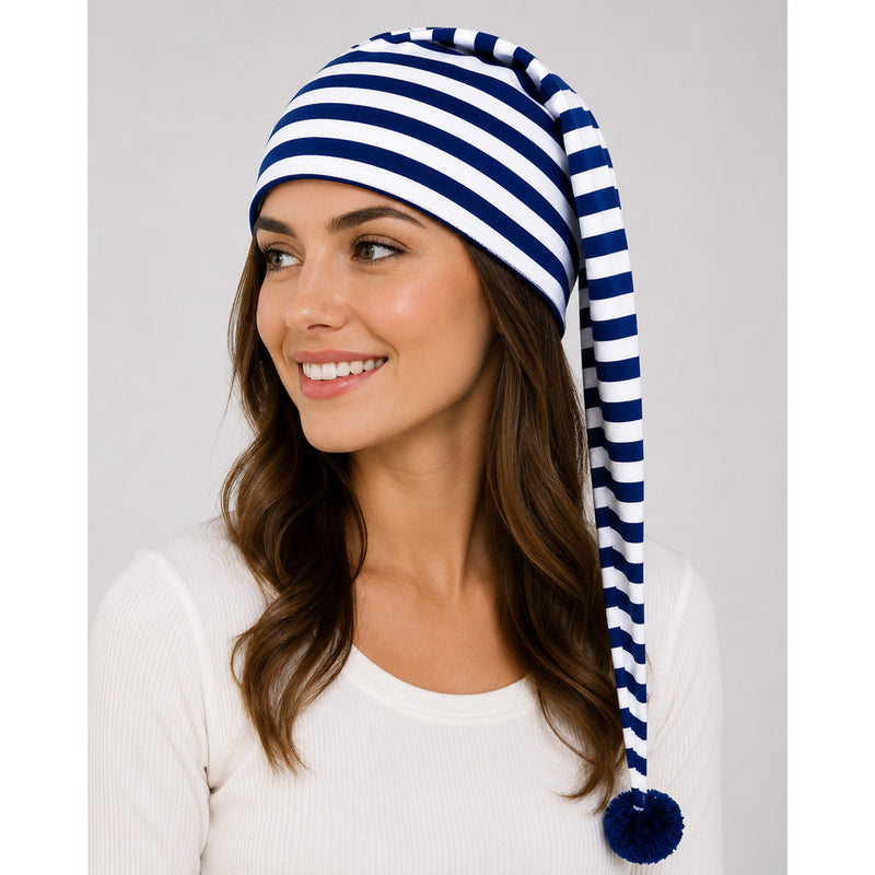 Maxi Schlafmütze für Erwachsene | Blau Weiß