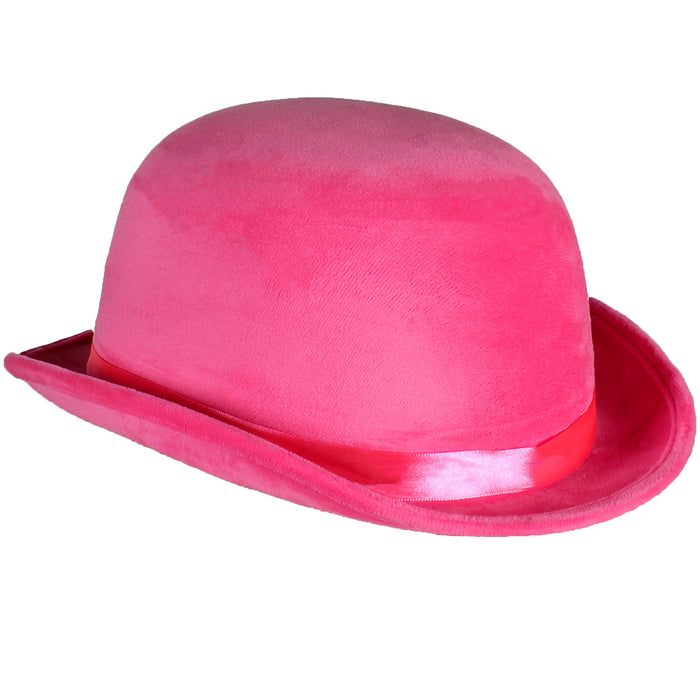 Melone "Top Colour" Velour mit Satinband 60 cm | Neon Pink