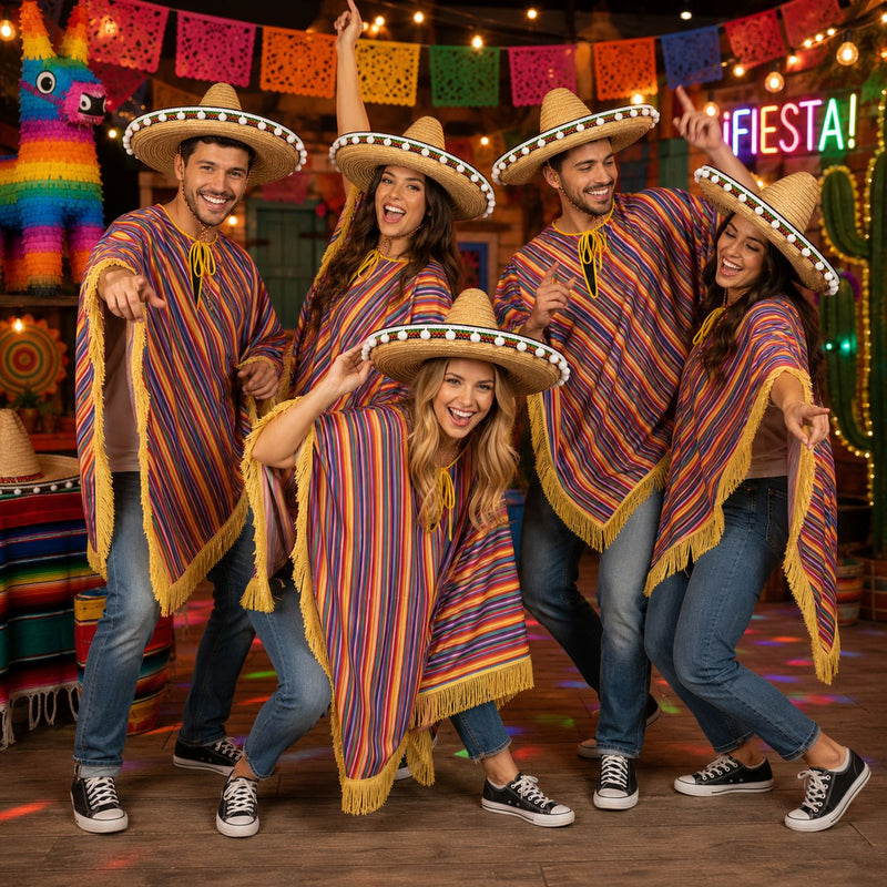Mexiko Kostüm "Alechandro"  Poncho mit Fransen | für Damen und Herren