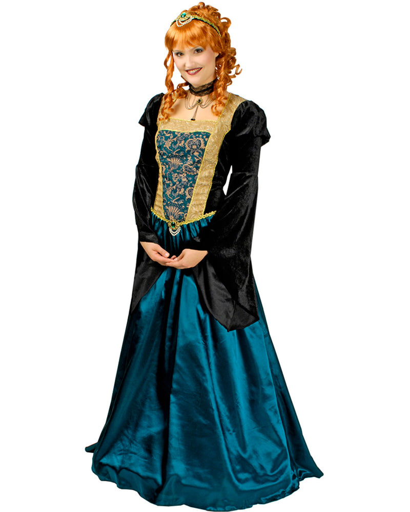 Burgfräulein "Josephine" Barock Damen Kostüm | Mittelalter Kleid Blau Schwarz