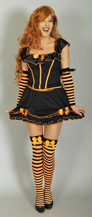 Hexenkostüm Myra für Damen - Schwarz Orange | 2-tlg. für Halloween und Karneval