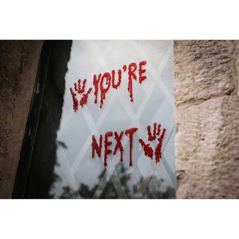 Halloween Gel-Fensteraufkleber "You´re Next" - 14 x 48,5 cm | Rot