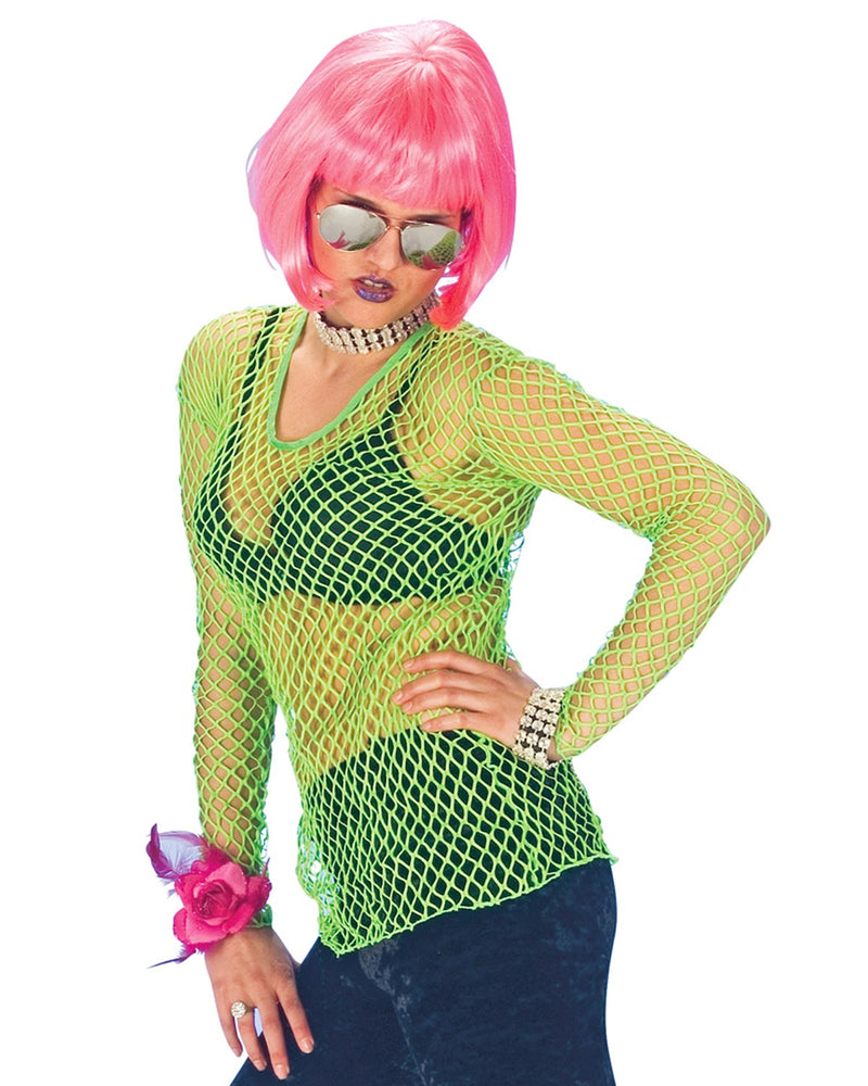 Neon Netz Shirt | Grün - Rave Rocker Disco Party Kostüm