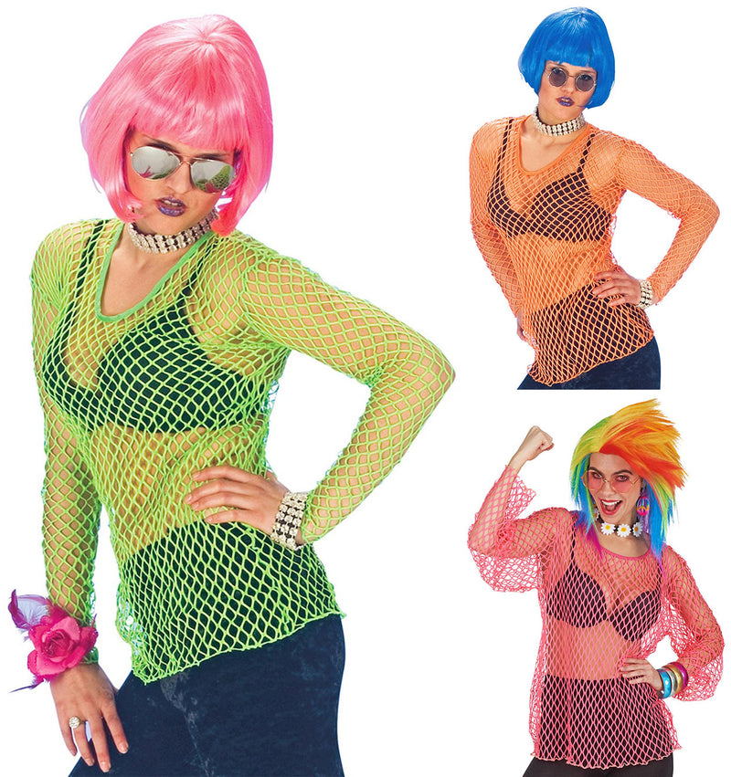 Neon Netz Shirt | Farbwahl - Rave Rocker Disco Party Kostüm