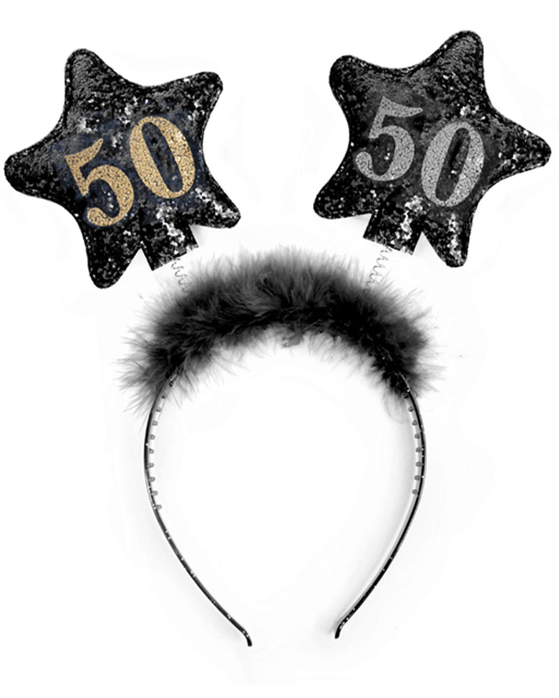 Haarreif mit Sternen "50" | Schwarz - Geburtstag