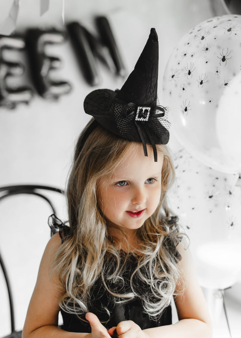 Halloween Haarreif "Mini Hexenhut" | Schwarz