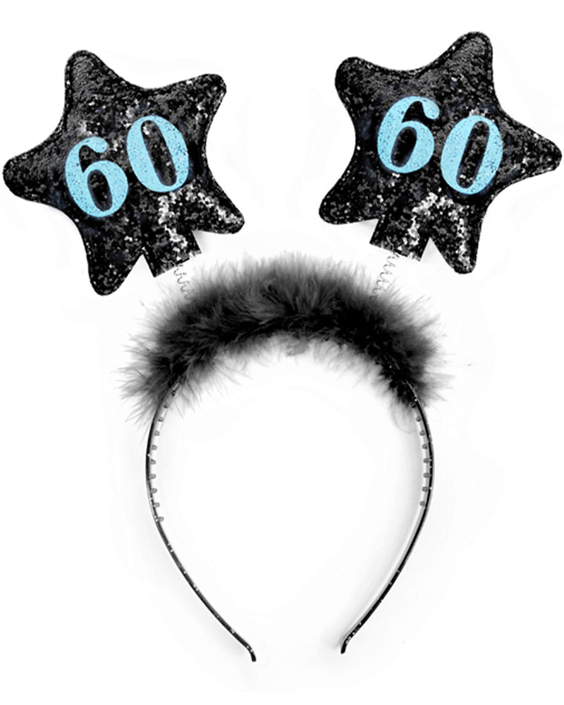 Haarreif mit Sternen "60" | Schwarz - Geburtstag
