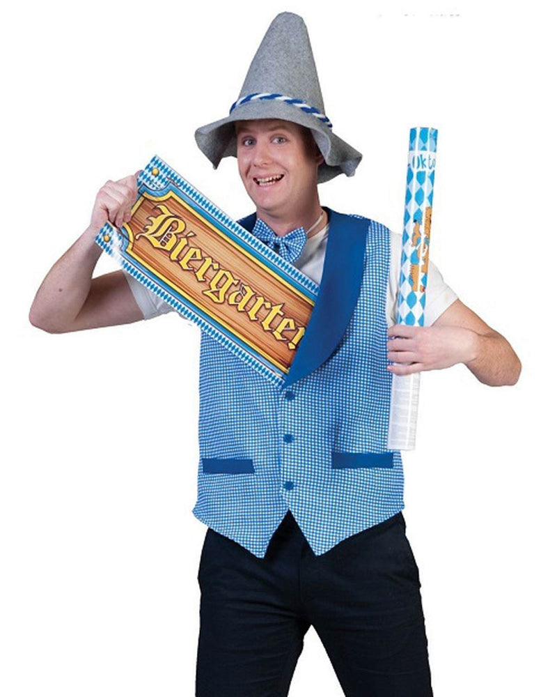 Oktoberfest Kostüm Weste und Fliege - Blau Weiß | Party Outfit