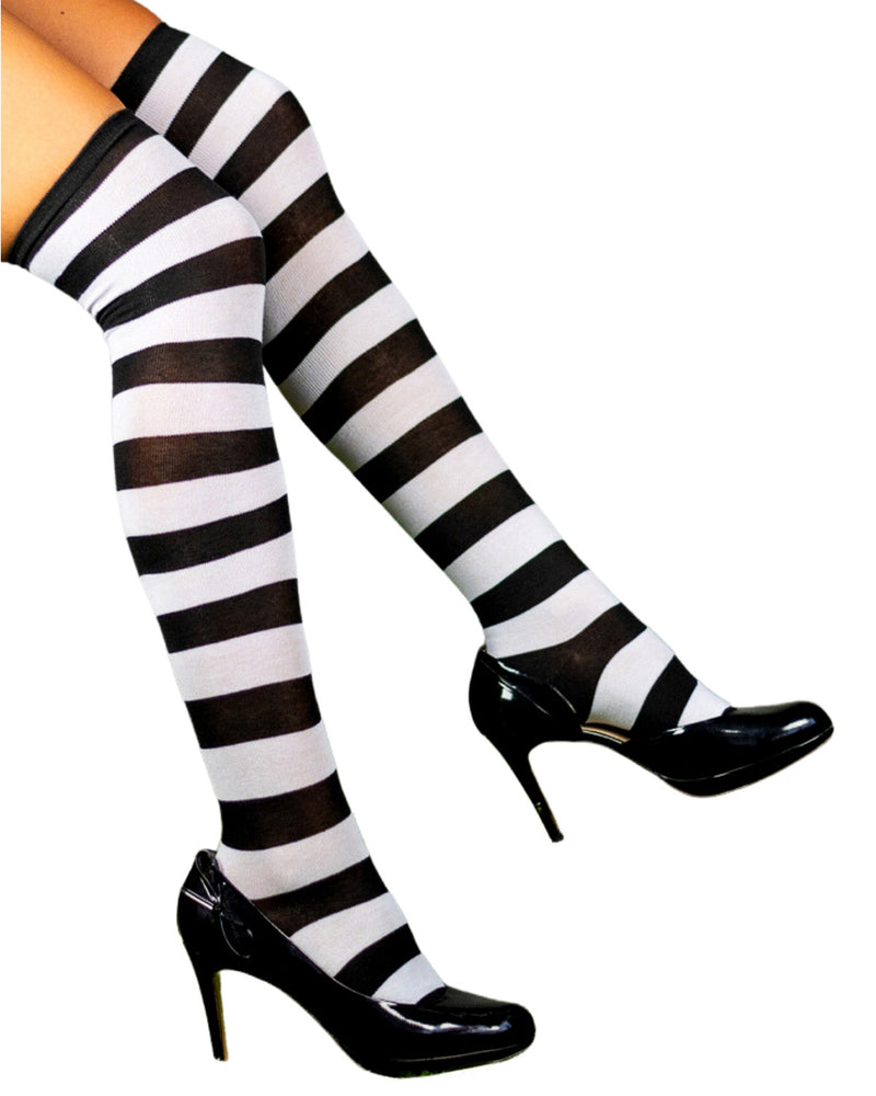 Overknees Kniestrümpfe "Ringelstrümpfe" - 414035 | Schwarz Weiß gestreift