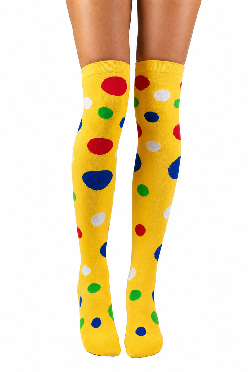 Overknees Clown Kniestrümpfe "Polka Dot" - 414030 | Gelb Bunt