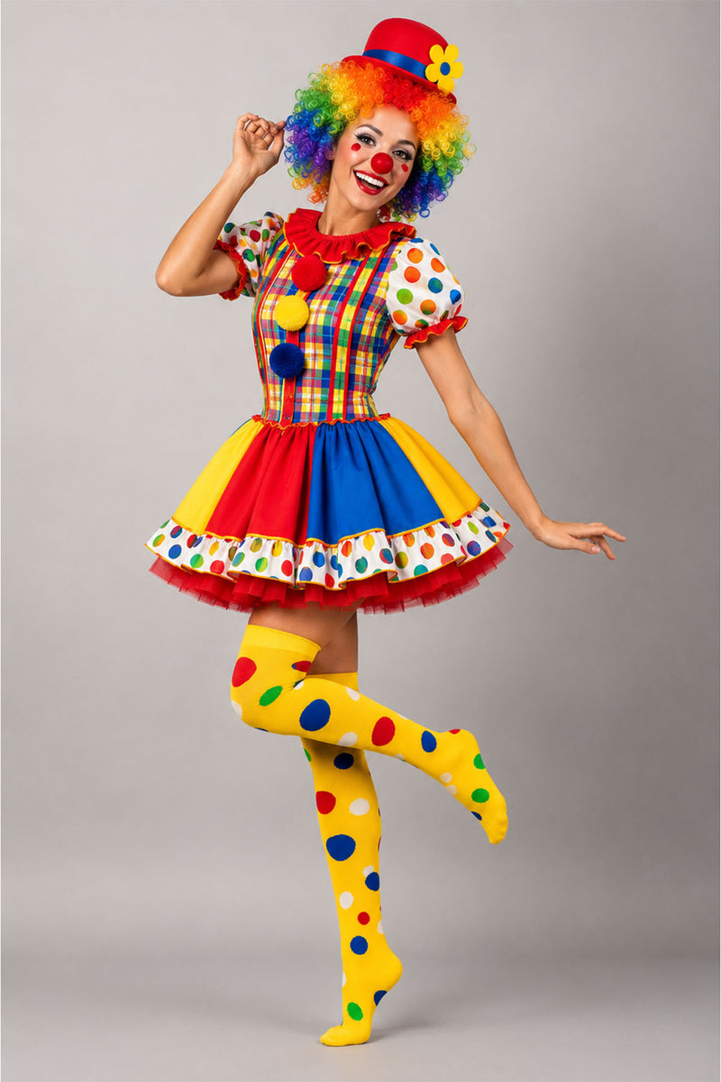 Overknees Clown Kniestrümpfe "Polka Dot" - 414030 | Gelb Bunt