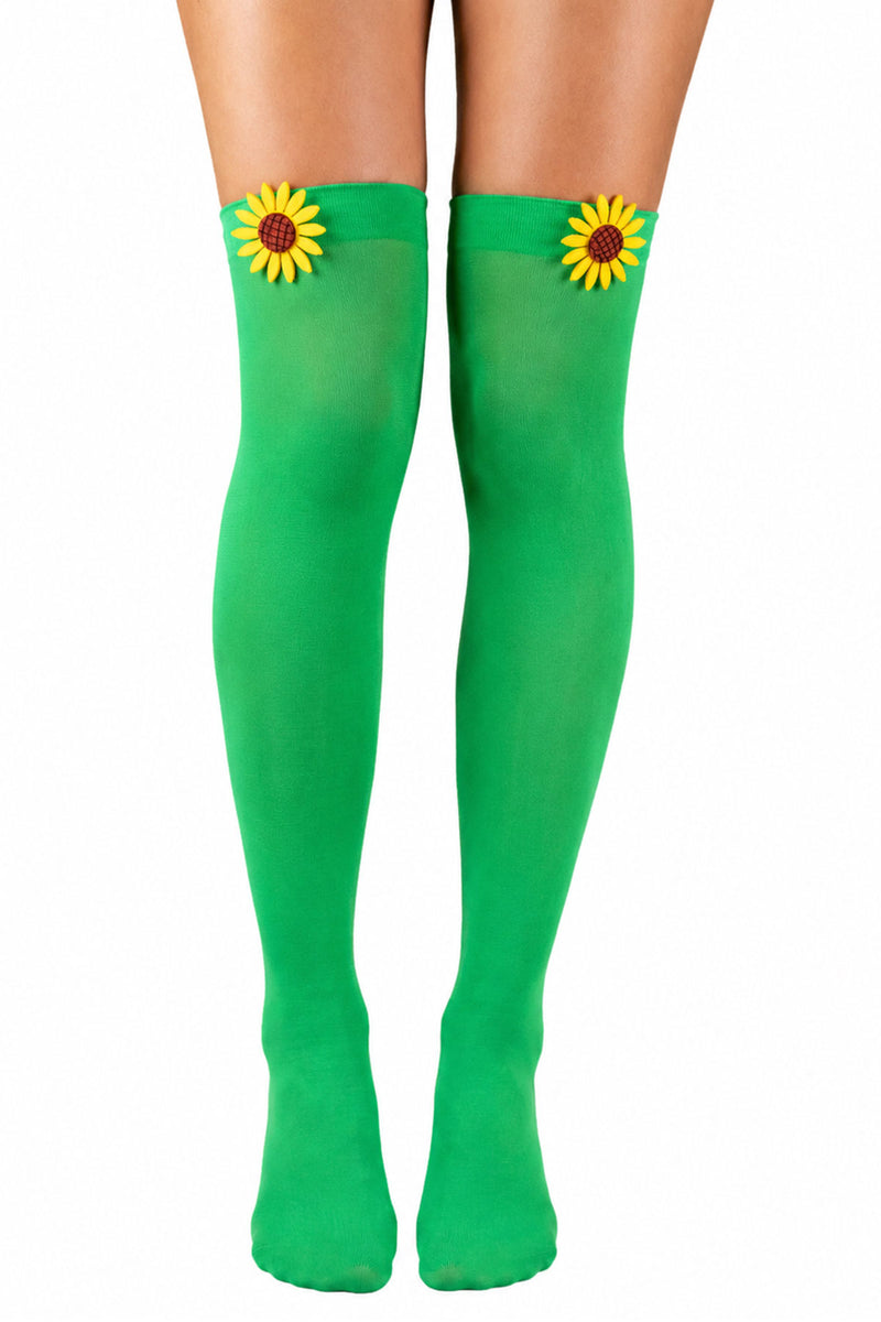 Overknees Halterlose Strümpfe "Sonnenblume" - 414011 | Grün